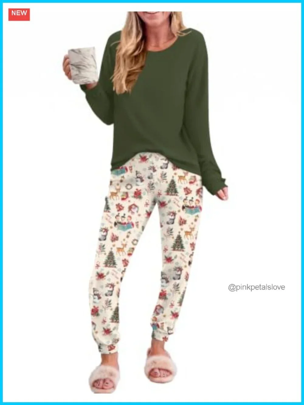 Ekouaer Women's Plaid Pajama Set Long Sleeve Jogger Sleepwear